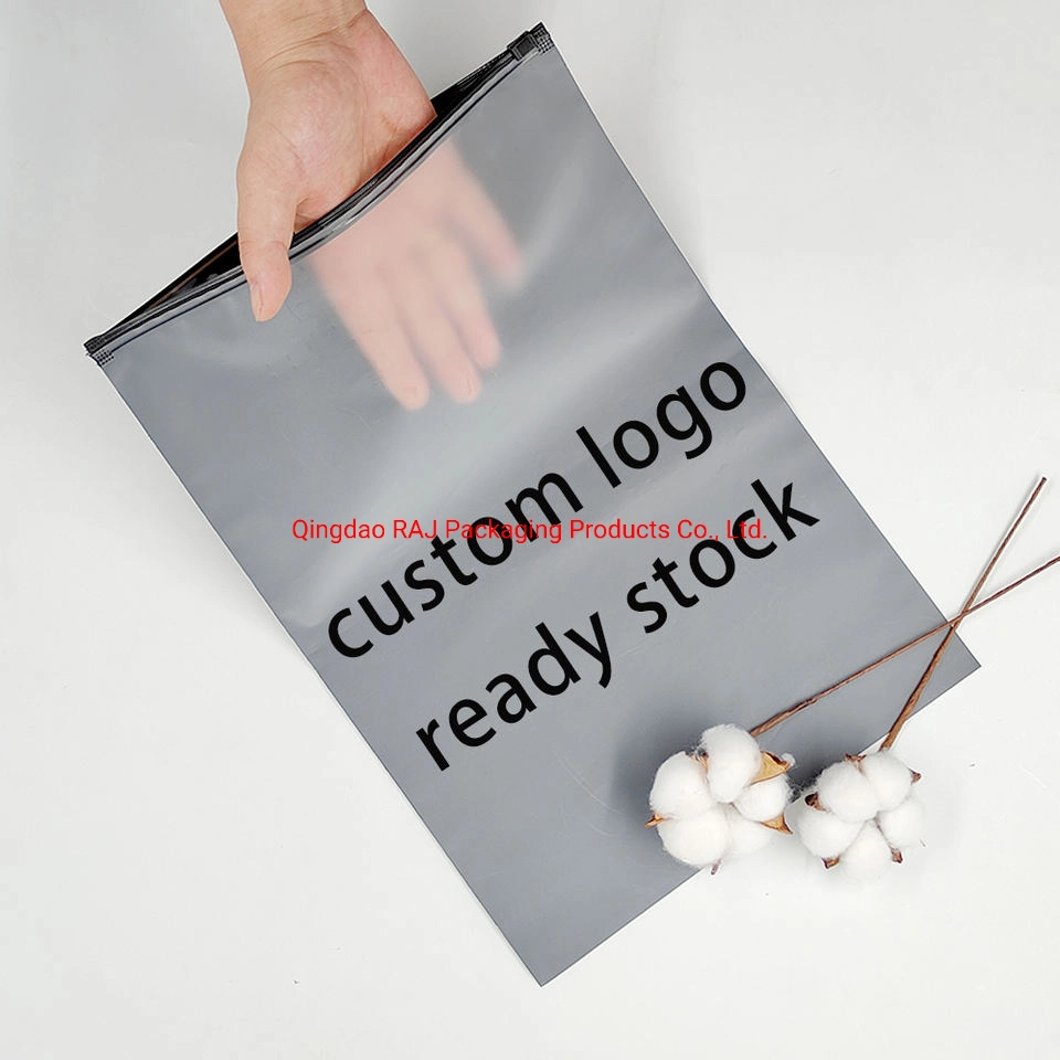 Customized Printed Eco-Friendly Frosted Matte LDPE PE Transparent Plastic Garment Packaging Bag Zip Lock Slider Zipper Bags for Packing Clothes T-Shirt