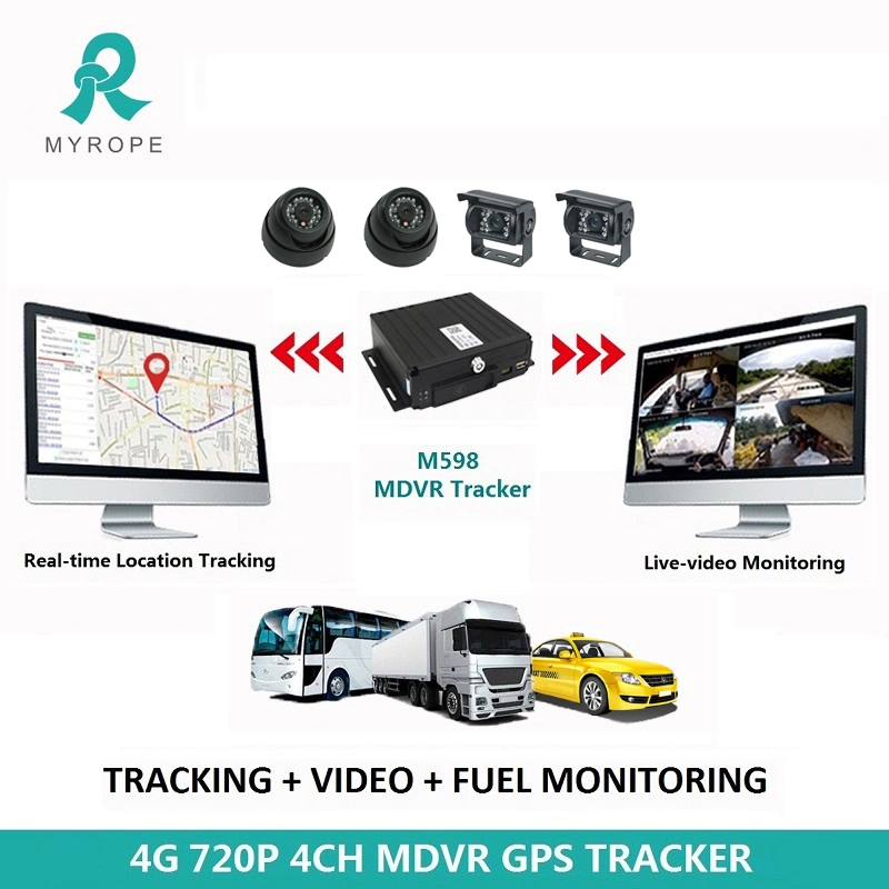 GPS-Tracking-Gerät 3G 4G AHD 720p 1080p 4 Kamera 4ch Auto Bus LKW Mobile Mdvr für Auto Fahrzeug