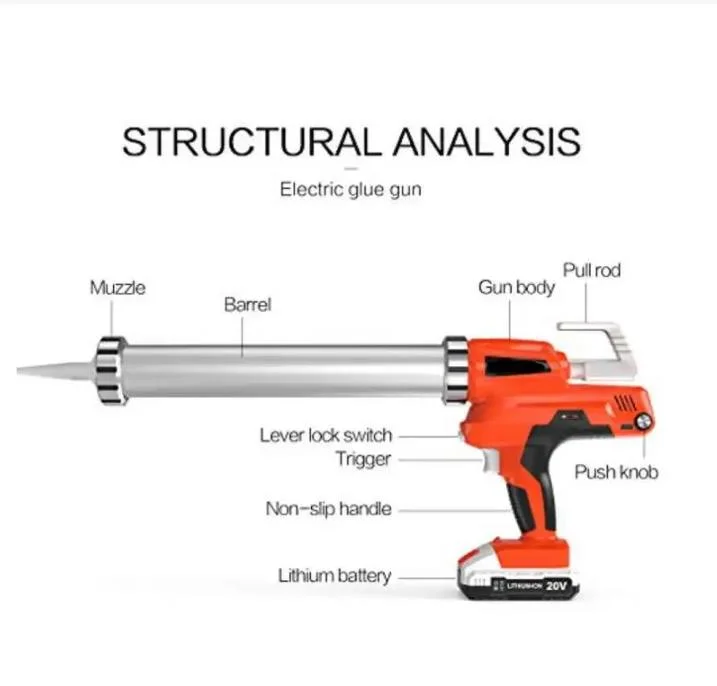 20V Elektrische Caulking Gun hält 10 Unze-20 Unze 300ml-600ml mit 2pcs Lithium