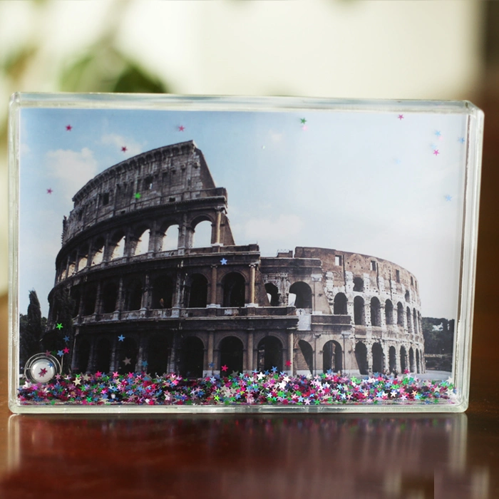 Rectangle Plastic Acrylic Water Photo Frame with Liquid Snow Globe