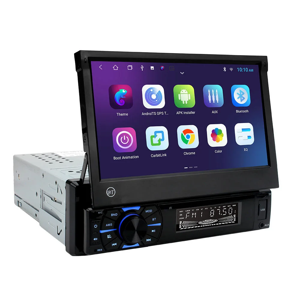 1+16/2+32 1 DIN Android radio de coche Auto Radio 7" con pantalla táctil WiFi GPS retráctiles Bt RDS FM Radio de auto estéreo aux.