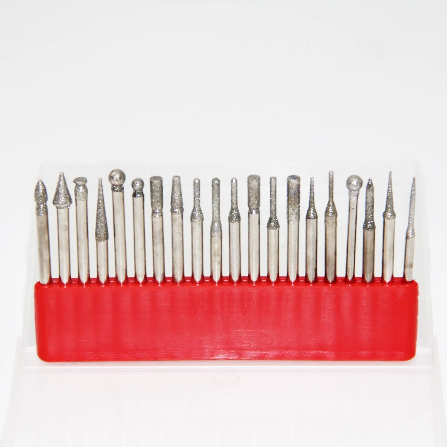 High quality/High cost performance  3mm Shank 20 PCS Red Plastic Box Diamond Mounted Points