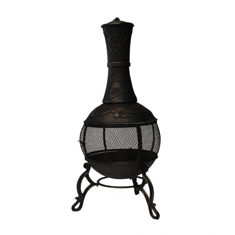 Chimenea Fire Pit Garden Heating Charcoal Fire Stove Antique Cast Iron Chimney
