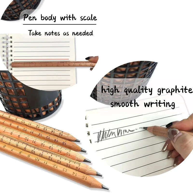 Circle Shape Custom Gifts Printing Engineer Width Natural Basswood Material Mark Hb Scale Wood Pencil with Size Marking