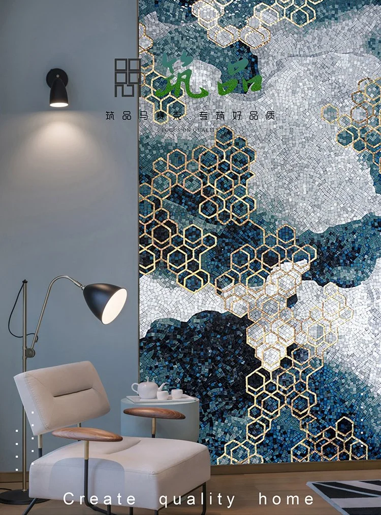 Decorative Bedroom Abstract Pattern Glass Mosaic Wall Mural