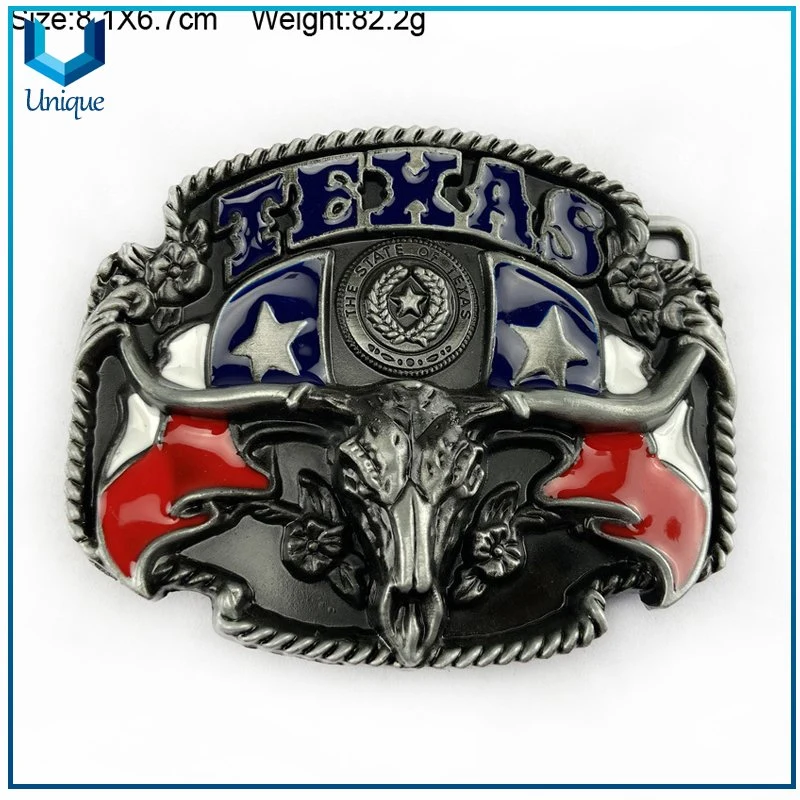 High 3D Cow Logo Metal Buckle, Metal Crafts Manufacturers Solid Brass Name Western Parts Custom Belt Buckle