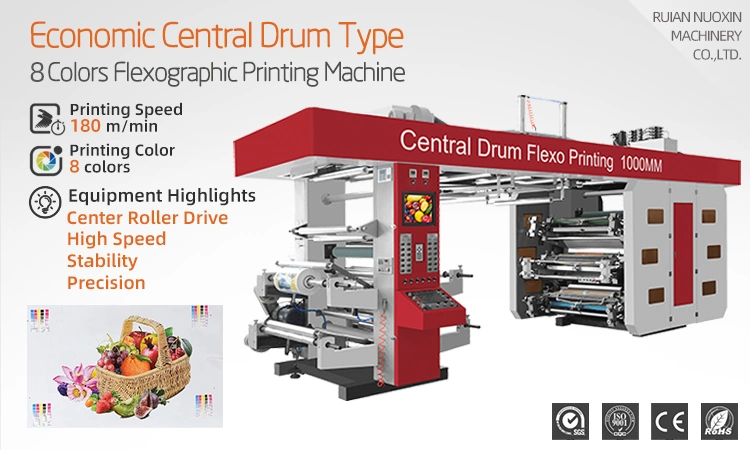 Flexo 6 Couleurs 380mm Bobss Block Ci Gearless Center Drum High Difinision Flexible Printing Machine