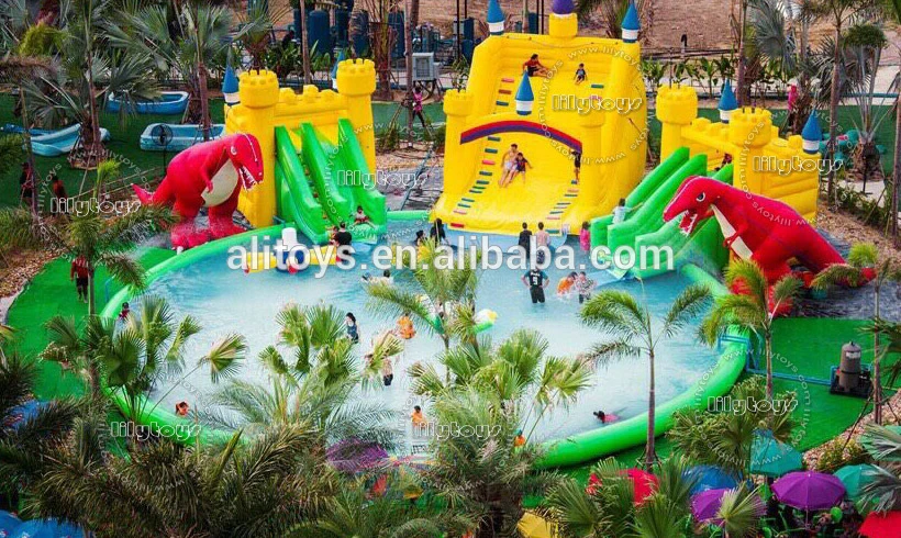 Inflables juegos al aire libre Parque Acuático con piscina para deportes de agua