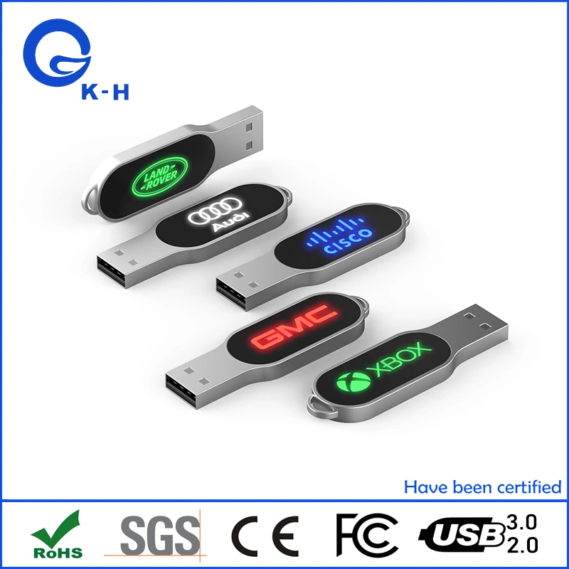 Logo personnalisé Clé USB lumineuse Mémoire Flash 1Go 2Go 4Go