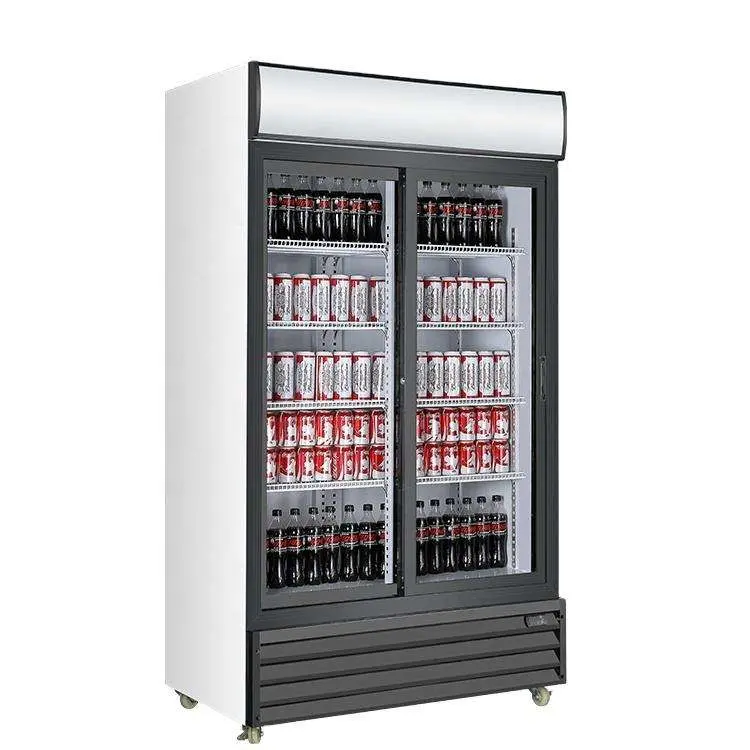 800L Double Door Vertical Display Frozen Beverage Display Cabinet Commercial Beverage Freezer