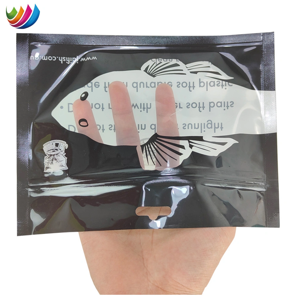 Customized Printed Fishing Bait Packaging Bag Resealable Transparent Soft Fishing Lure Plastic Fishing Bait Packaging Bag