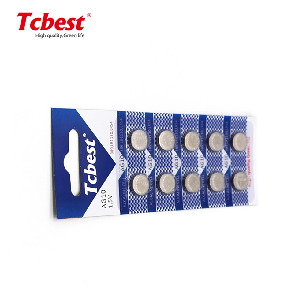 AG10 Button Cell Battery L1131 Button Cell Battery 10pieces Blister Card Packaging AG10 Coin Cell Lr1130 AG10 Batteries 1.5V Alkaline Button Cell Battery