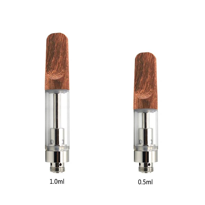 High Quality Wood Drip Tip Ceramic Coil Atomizer 0.5/1ml Tank 510 Thread Empty Disposable Vape Pen Cartridge E-Cig