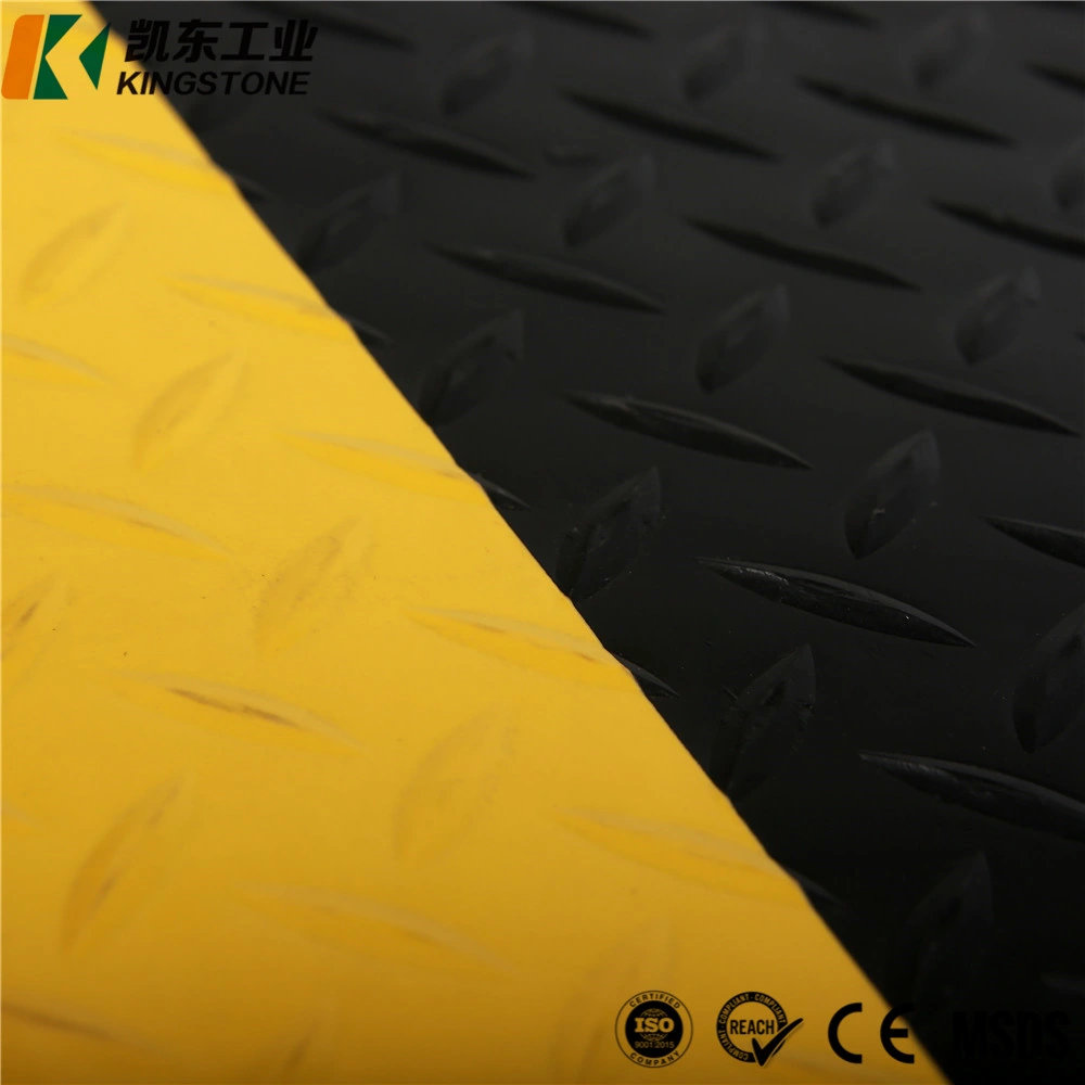 La sécurité de la Fatigue La réduction de la mousse de diamant noir avec bords jaune mat imperméable en PVC pour pied