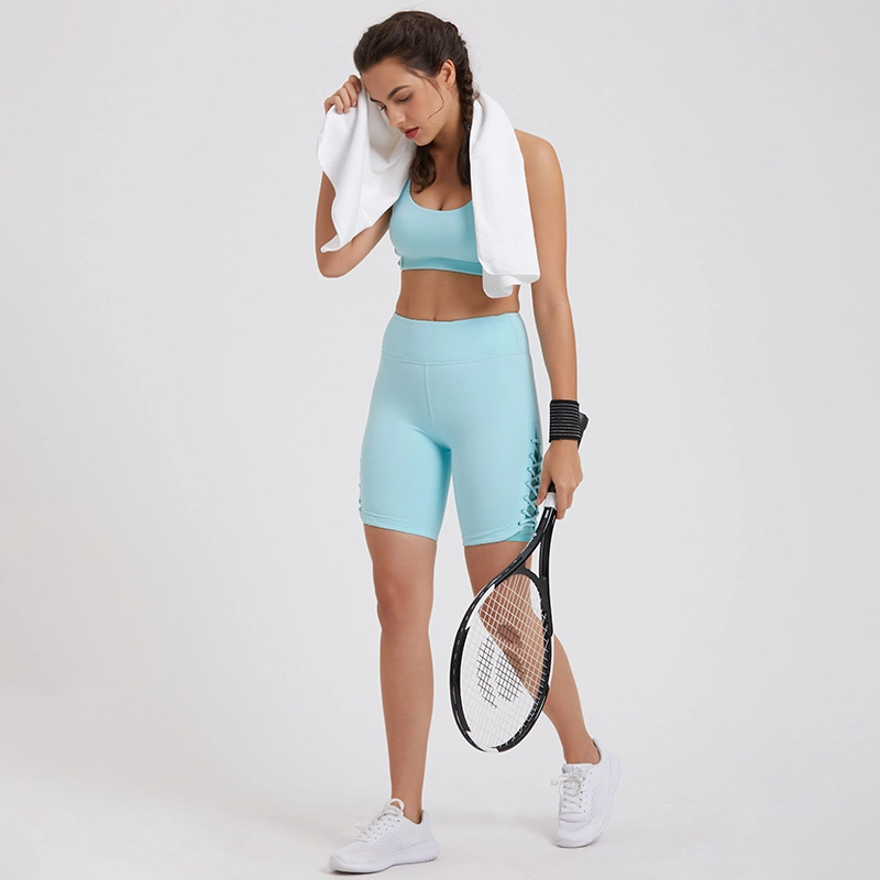 New Sports Fitness Beauty Back Bra High Waist Shorts Two-Piece Set New Women's Fashion Running Elastic Yoga Set