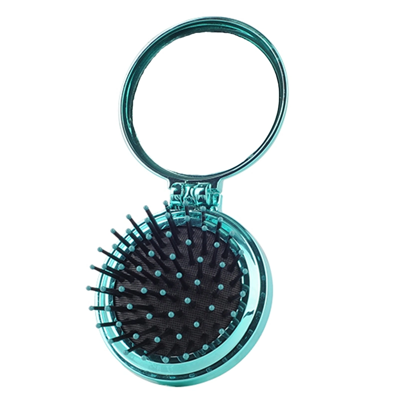 Folding Hair Brush with Mirror, Travel Plastic Foldable Comb, Promotional Gift Comb and Mirror