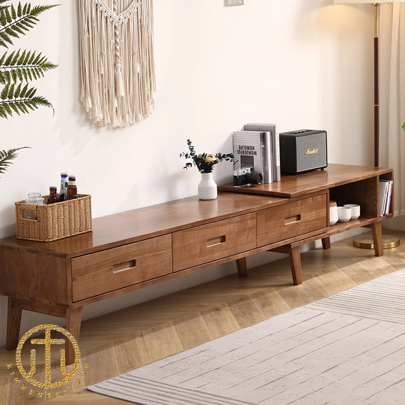 2023 All Solid Wood Light Luxury Ash Wood TV Cabinet