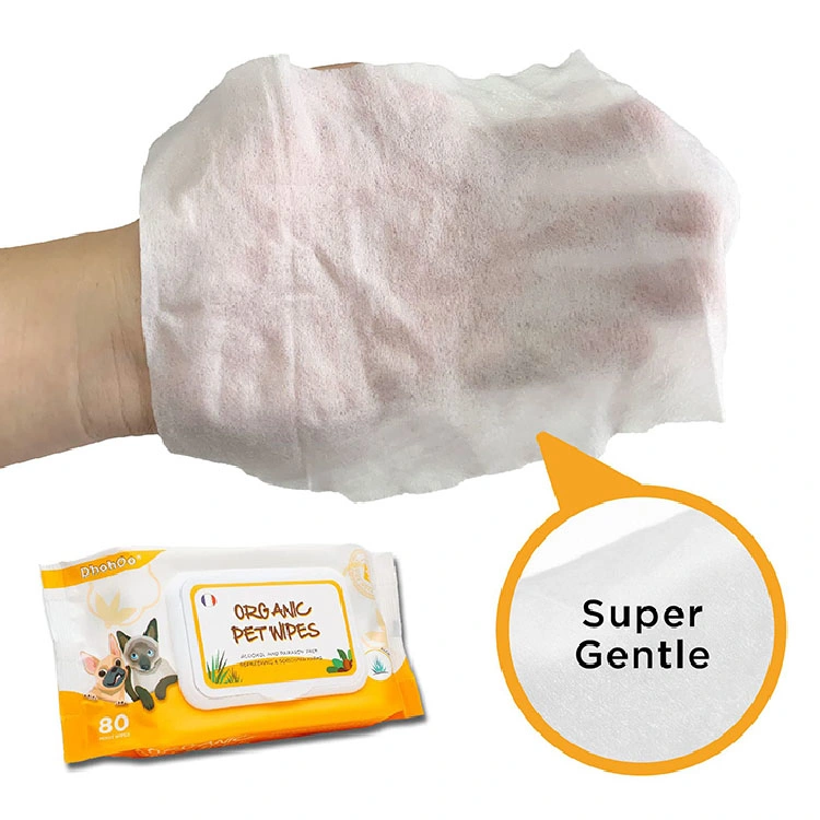 Biokleen Biodegradable Antibacterial Pet Cleaning Disposable Natural Non-Woven Unscented Dog Shampoo Pet Tear Stains Removing Wipes