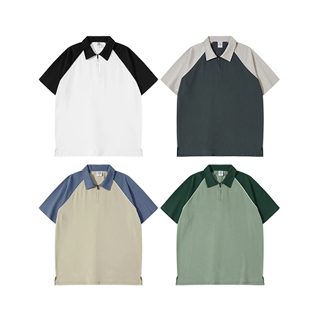 Mensfashion Patchwork Men Short Sleeve Half Zip Polo Shirts Casual Turn-Down Collar Custom Design Tops
