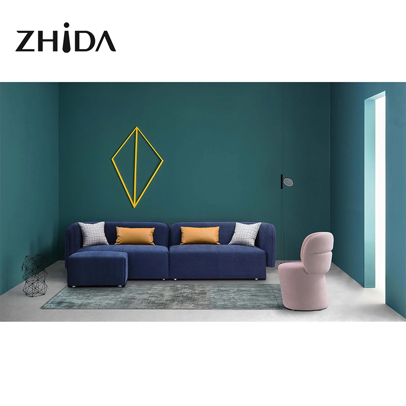 Zhida Mobiliario de casa esquina Villa Salón combinación silla perezoso conjunto sofá de terciopelo Modular moderno sofá en forma de L