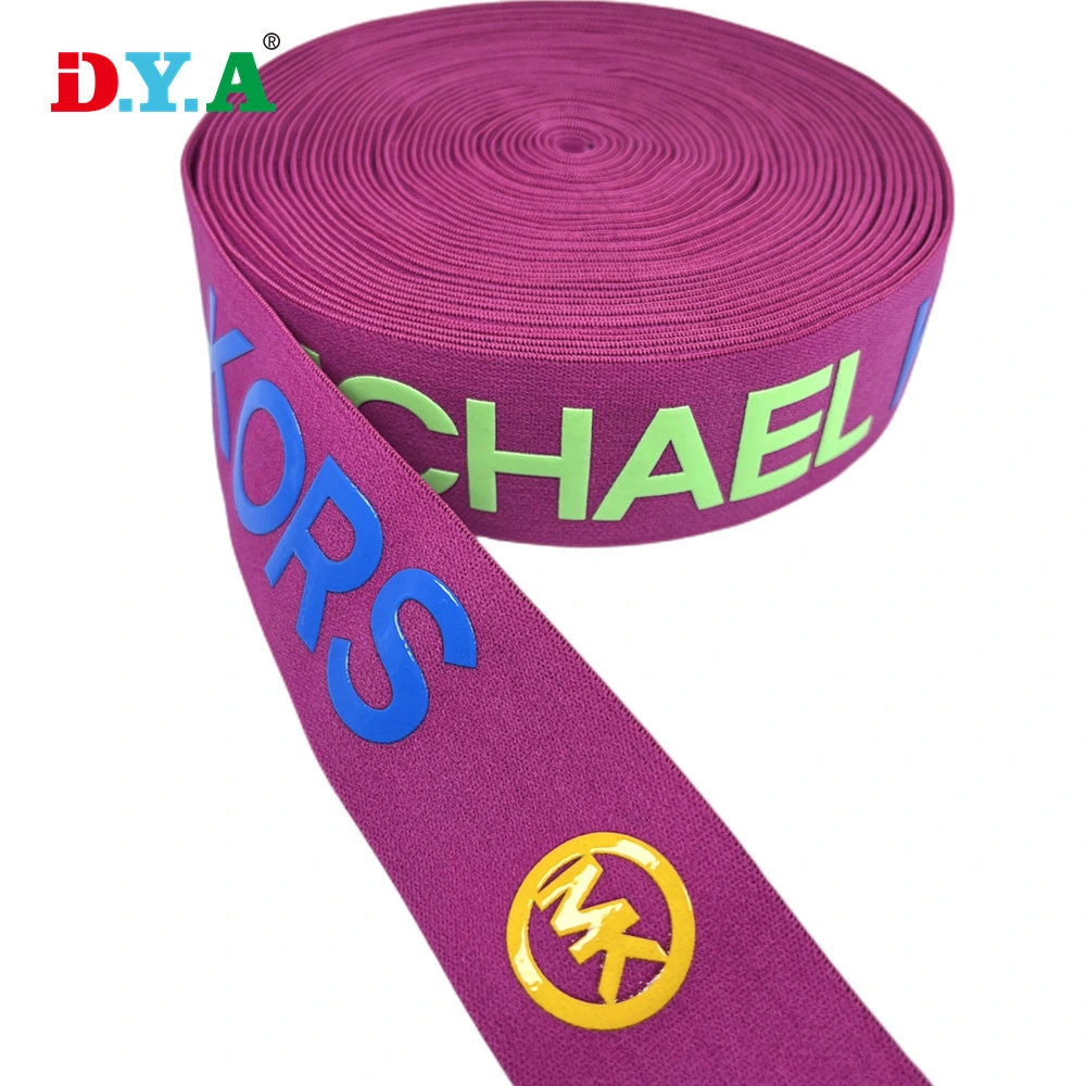 Custom Brand Logo Silikon Gedruckt Elastischer Riemen Neues Design Nylon Gewebtes Elastikband für Bund