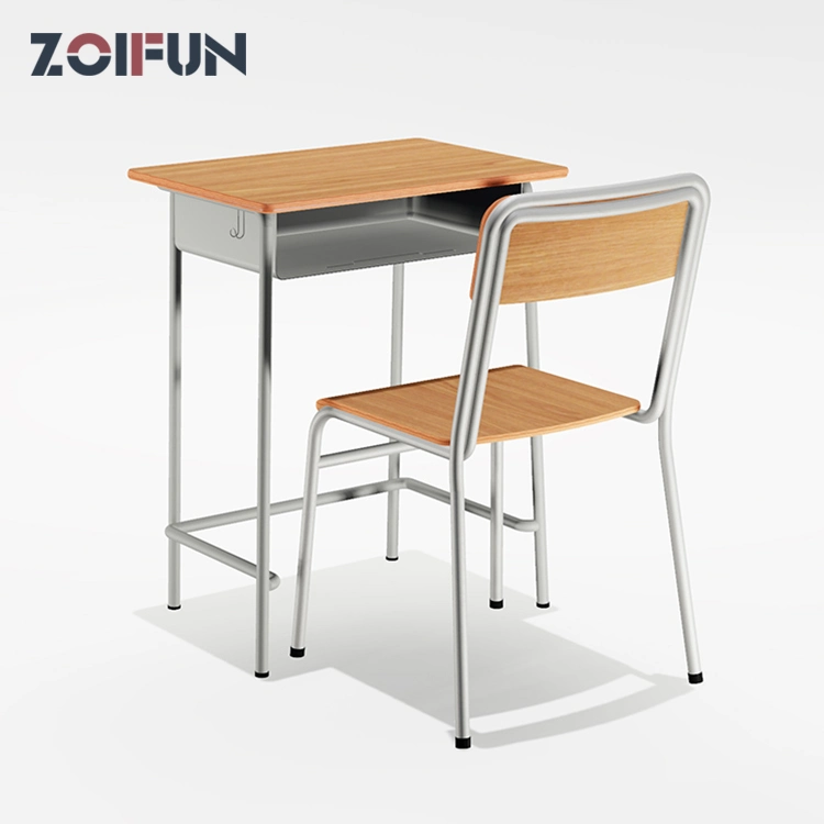 Classroom University School Wooden Metal Student Simple Cheap Classic Table and Chair Furniture Sets