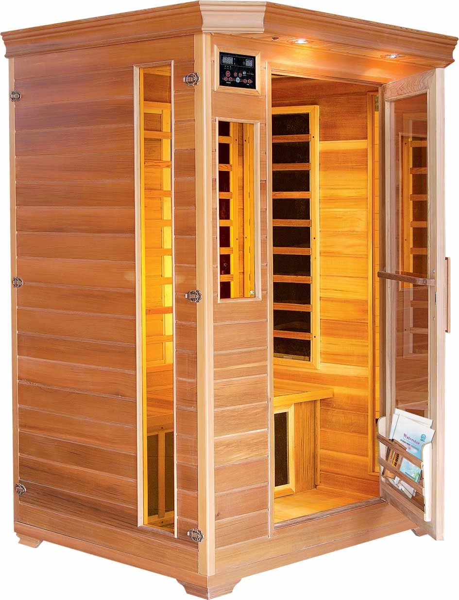 Cabine de sauna a vapor tradicional de madeira para 2 pessoas, para uso interno.