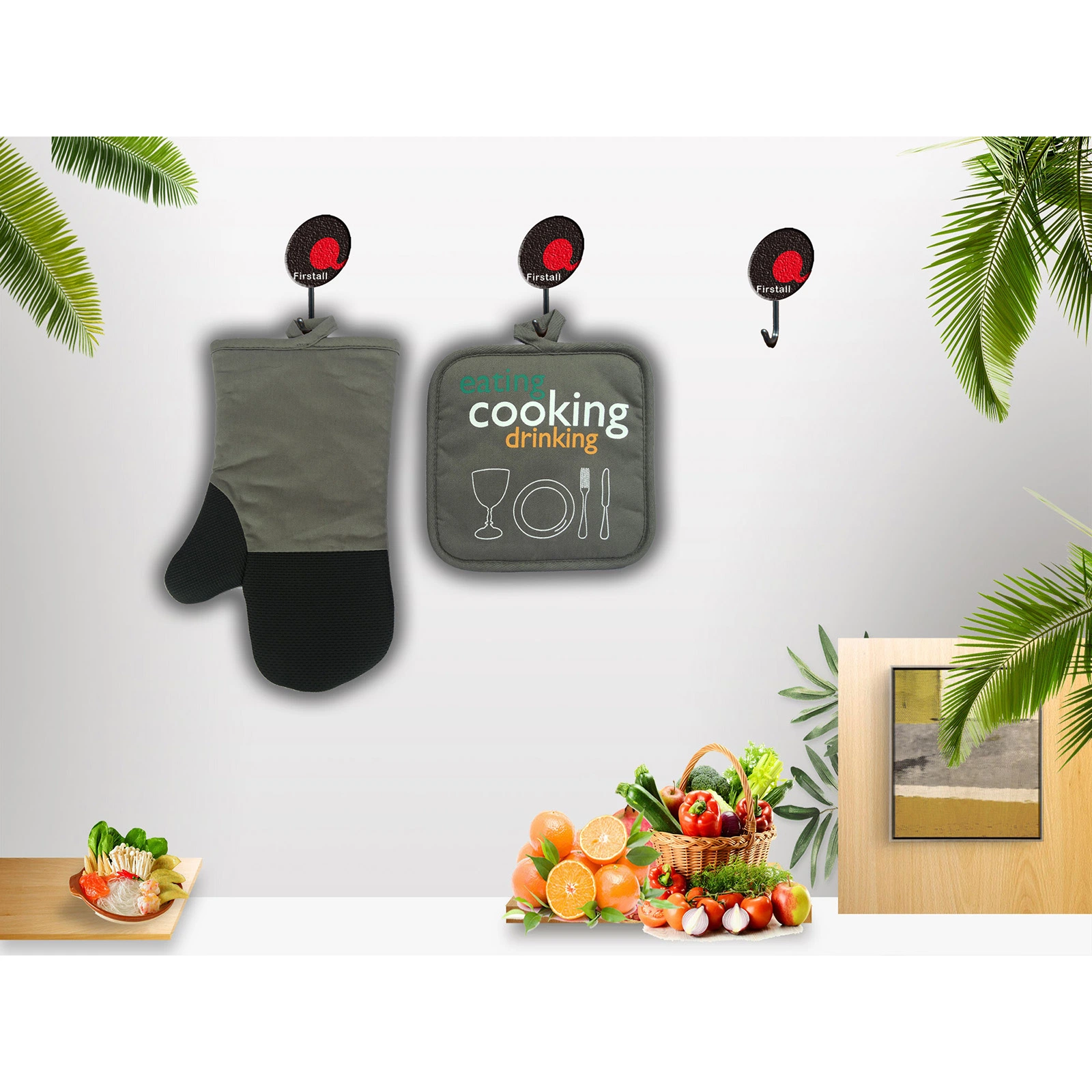 Hochtemperatur-Küche Hitzebeständig Kochen Grill Isolierenden Anti-Hot Anti-Rutsch-Backofen Handschuhe Verdickt Hitzebeständig Backen Neopren Ofen Mitts-Topflappen