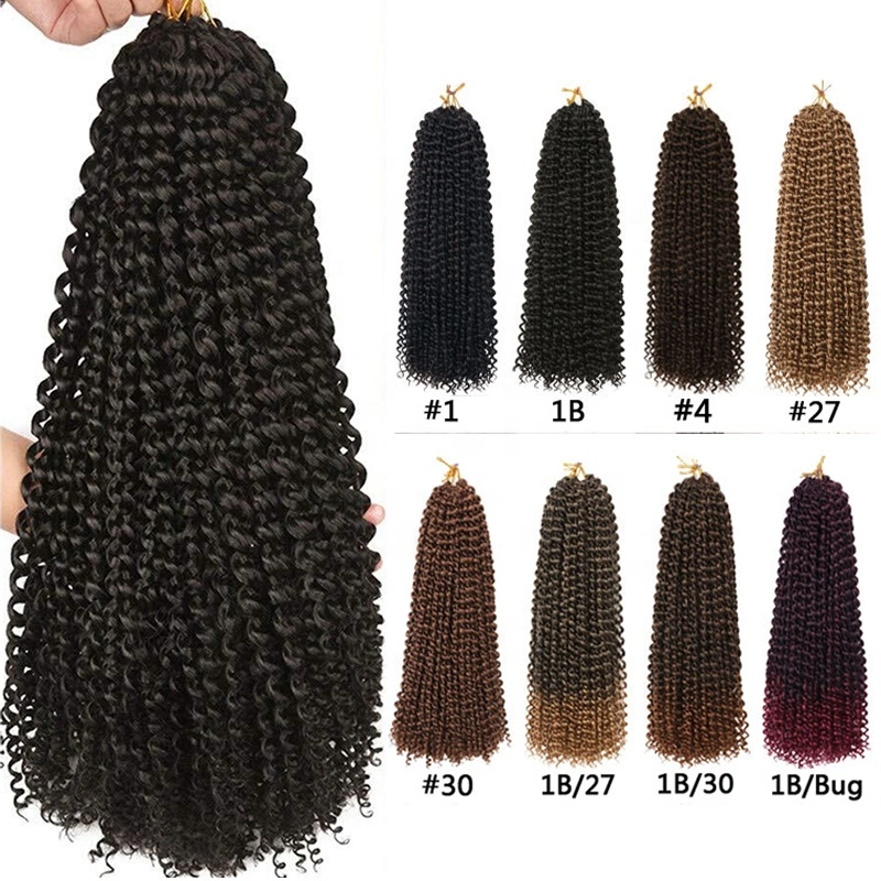 18&prime; &prime; Inches Pre-Looped Passion Twist Crochet Braids Water Wave Synthetic Braiding Hair for Goddess Locs Hair Extension