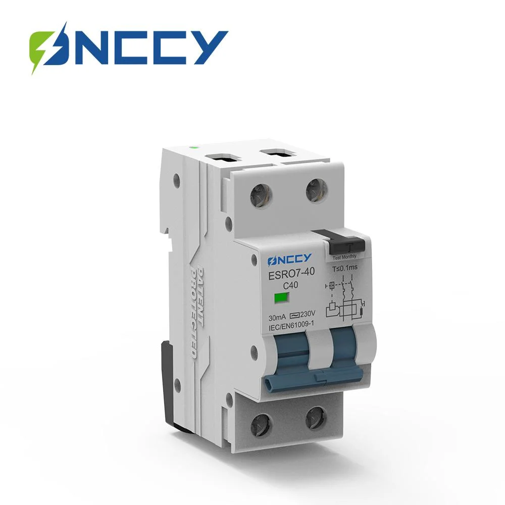 DIN Rail Fn 60715 (35mm) Esro3-40 RCBO Residual Current AC Breaker with Overcurrent Protection 1p +N