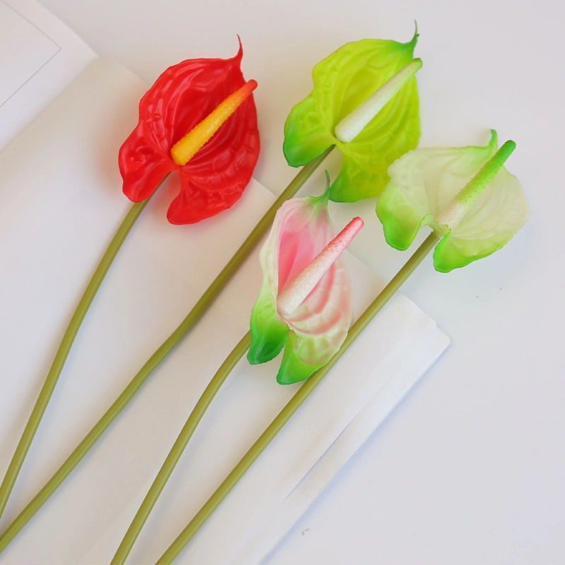 Anthurium Artificial Single Stem Flower PVC Real Touch Flower Artificial Arrangement for Desktop Decoration