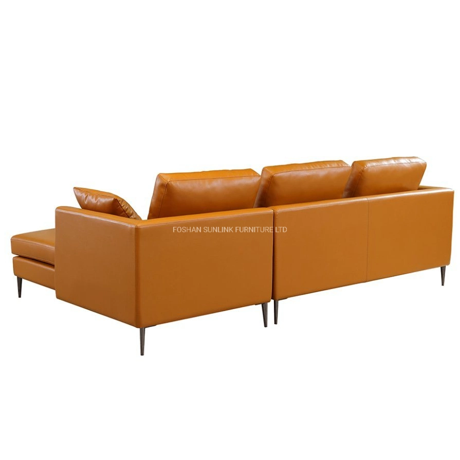 Sunlink Foshan Factory Quality Modern Italian Home Sleeper Corner Leather Sofa Living Room Furniture