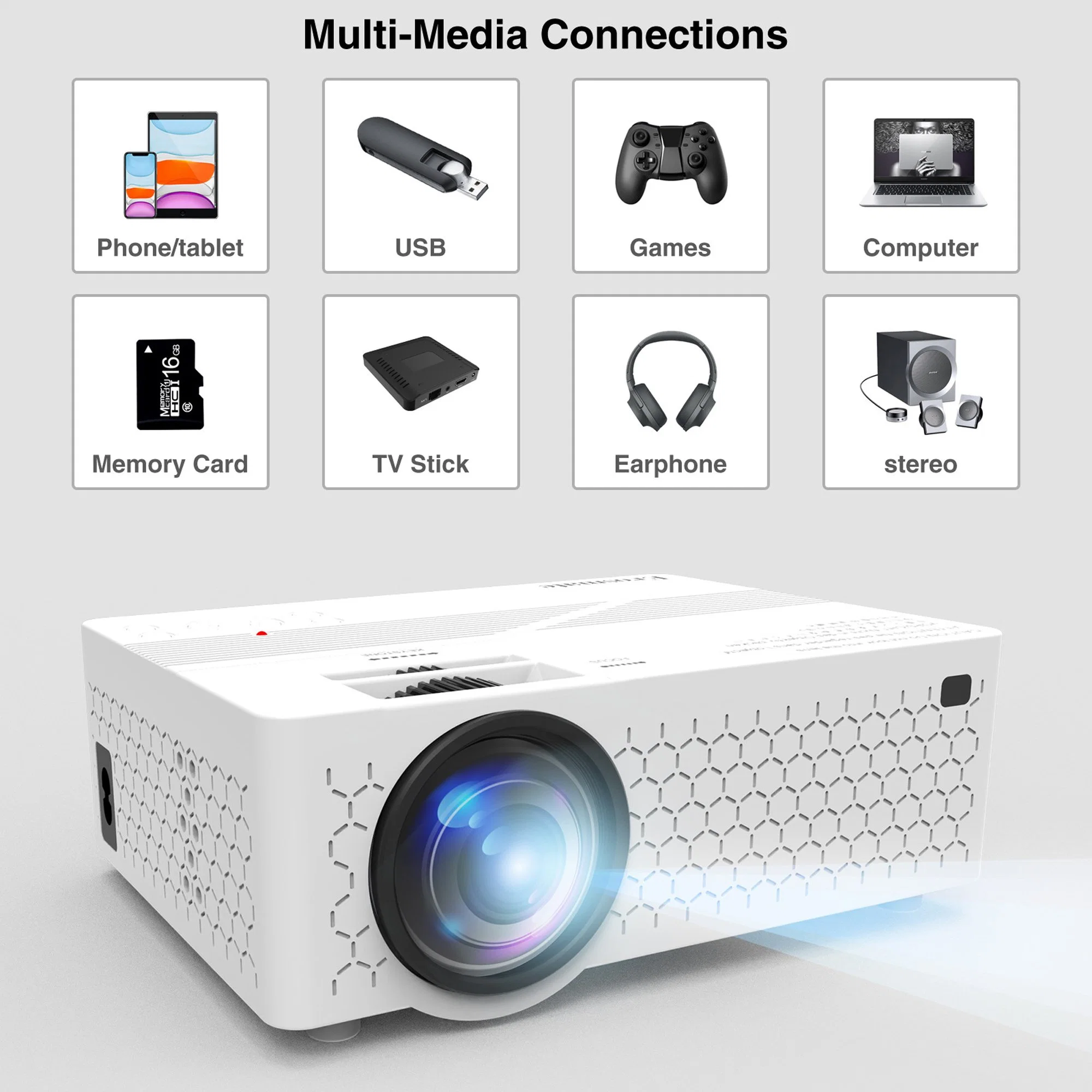 2022 Proyector de Video Portátil Mejorado Compatible con Full HD 1080P Mini Proyector