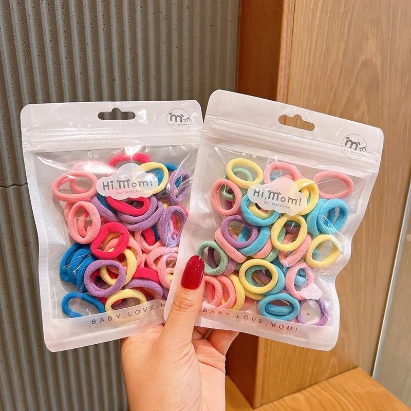 50 PCS/Oppbag Elastic Hair Bands Color Rubber Hair Ties for Kids