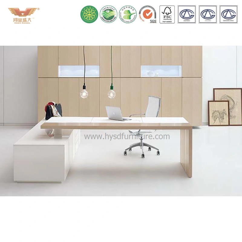 L Shaped Elegant White Office Desk Executive Desk Modern Furniture Office Table