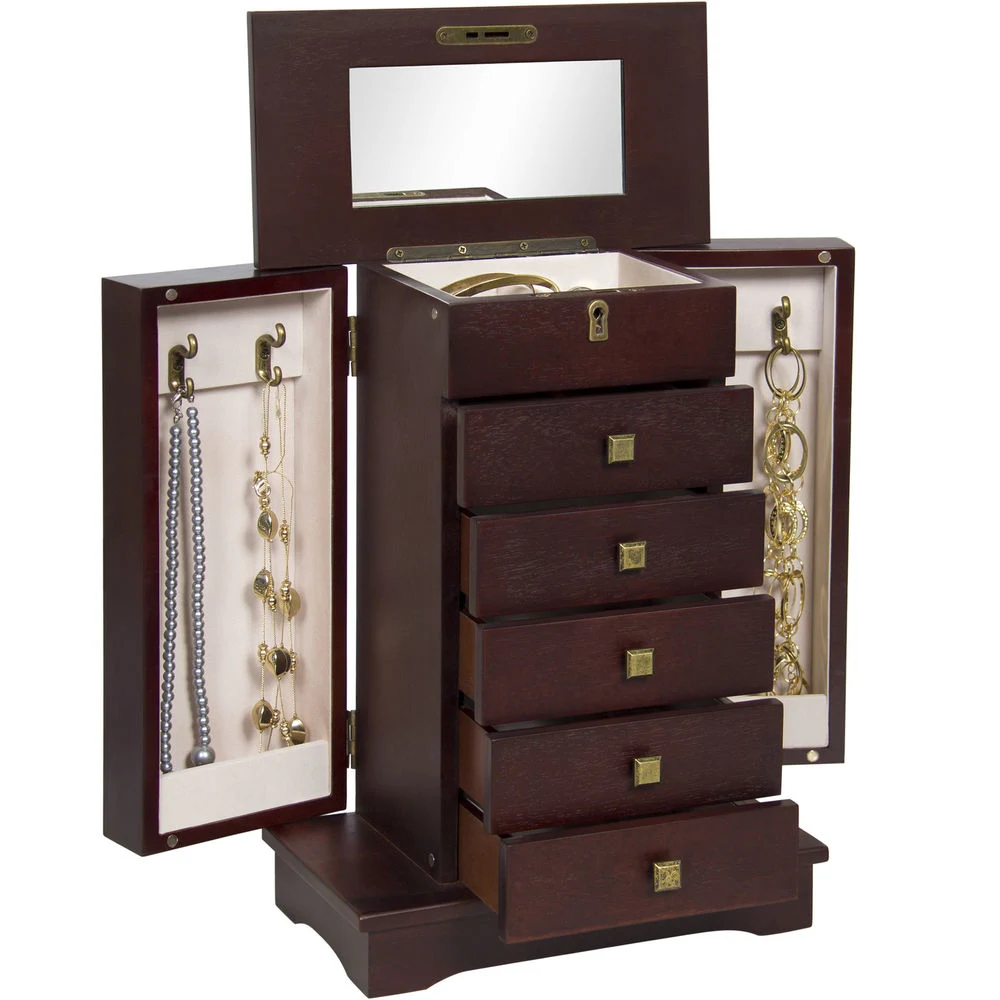 Hot Sale Luxury Premium Wooden Jewelry Organizer Box Functional Jewelry Display Box with Lock