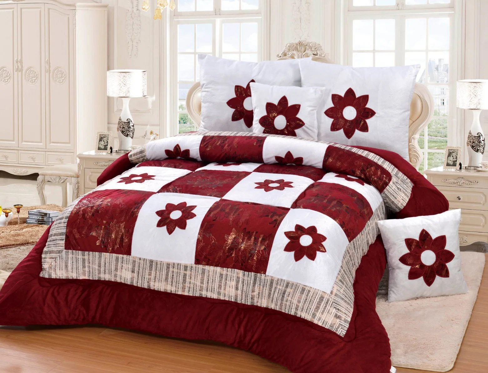 Conjunto de terciopelo con almohada 8pcs