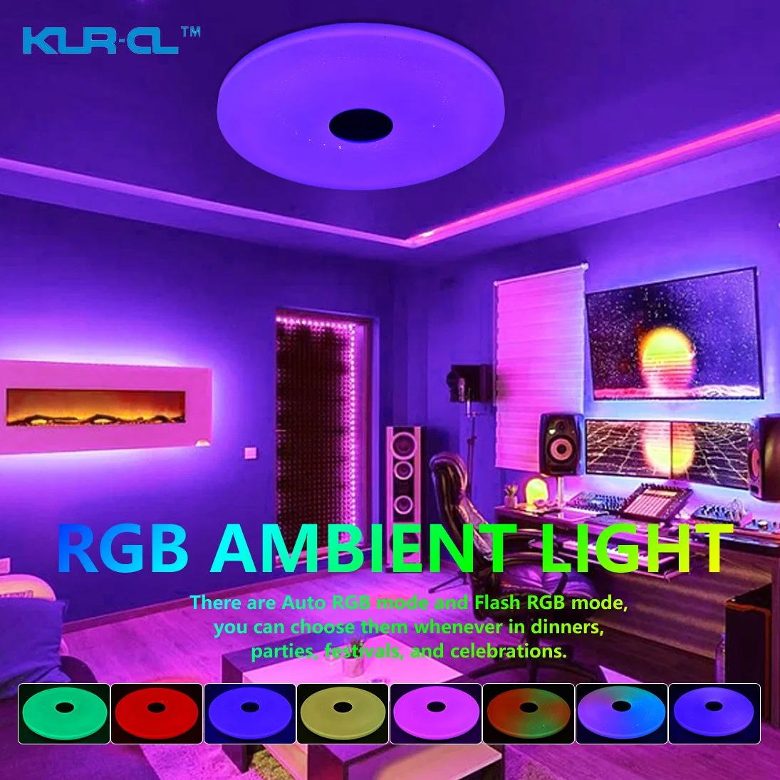 Auto RGB Flash Bluetooth RGB LED lámpara de techo para interiores