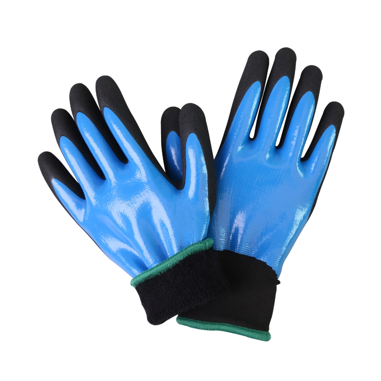 Gants thermiques d'hiver pour la pêche industrielle, le travail dur, les mains chaudes, double coque en nitrile enduit de gants imperméables, gants d'hiver.