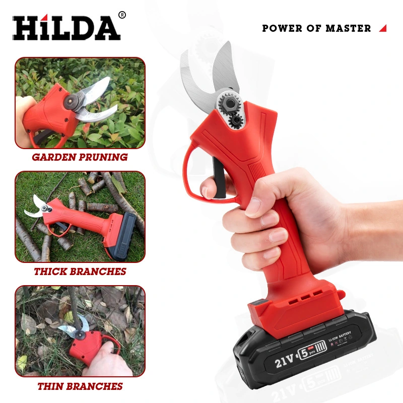 21V Garden Metal eléctrico Pruner Scissor 2ah/4ah batería Corte sin cable Tijeras de poda