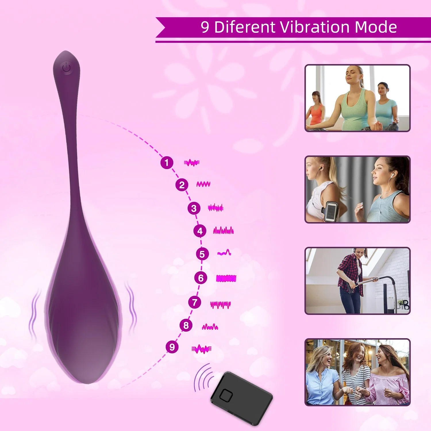 Aplicación Teléfono Control remoto Sexo Juguete Wearable Vibrating Love Egg