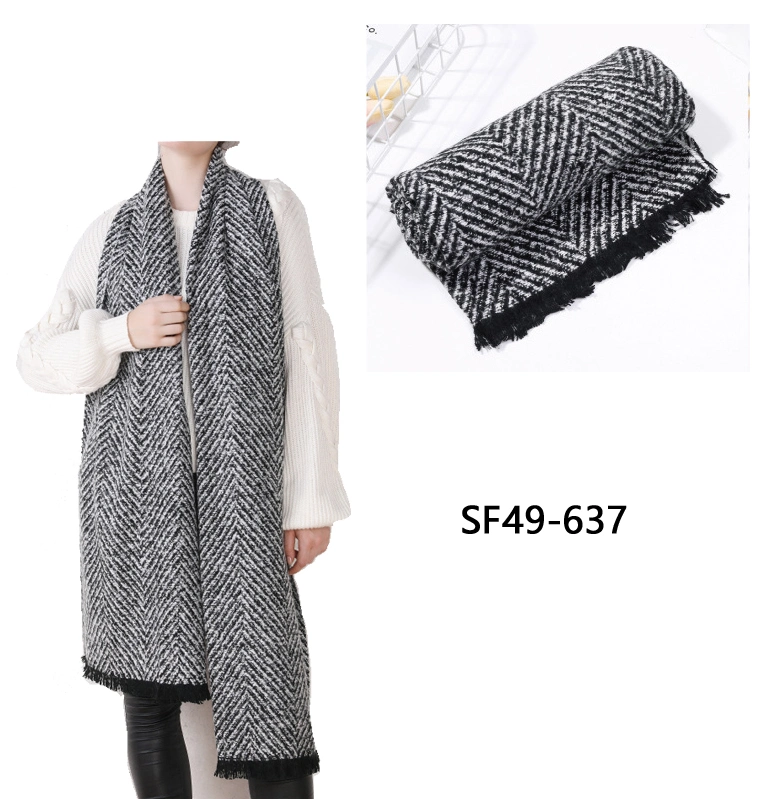 Moda Mujer Bonita Envoltura de espina de pez Bufandas niñas suave invierno mantón cálida bufanda de lana para dama de la fábrica de Hangzhou