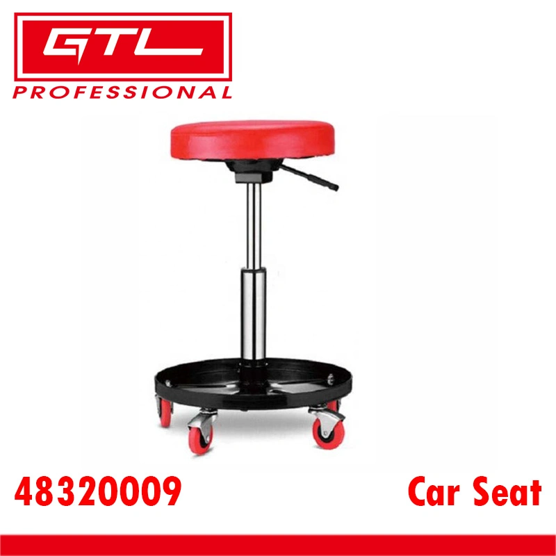 Red Car Seat Working Chair Adjustable Rolling Cushion Hydraulic Salon Swivel Stool Garage Workshop Seat with Tray and 5 Wheels (48320009)