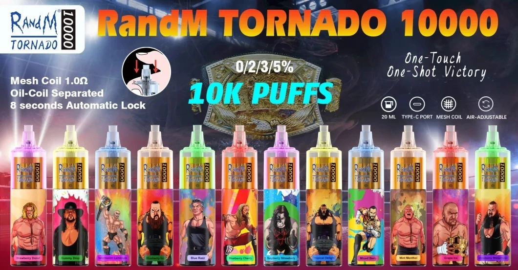Comfortable Soft Silicone Drip Tip Randm Tornado 10000 Puffs New Rechargeable Disposable/Chargeable Vape Pen
