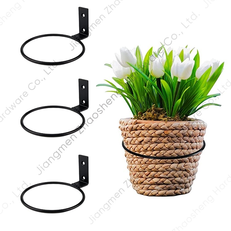 Round Outdoor Hanging Wall Display Pot Holder Ring Hanger Metal Flower Plant Stand