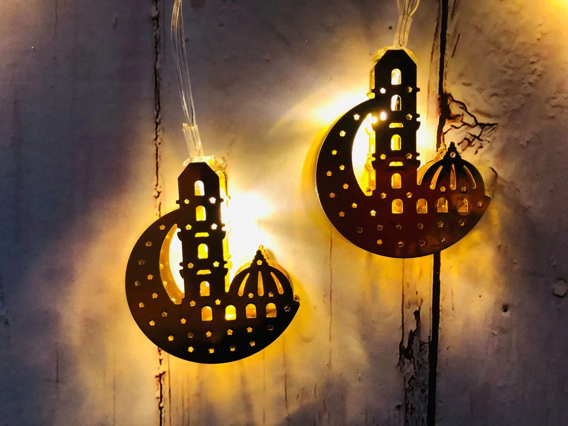 2D Motif Light LED Eid Mubarak Decorations Arabic Ramadan Kareem Lights Moon