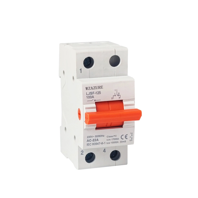 Dual Power Manual Transfer Switch Silver Material 2p 230V 80A 100A 125A Modular Changeover Switch