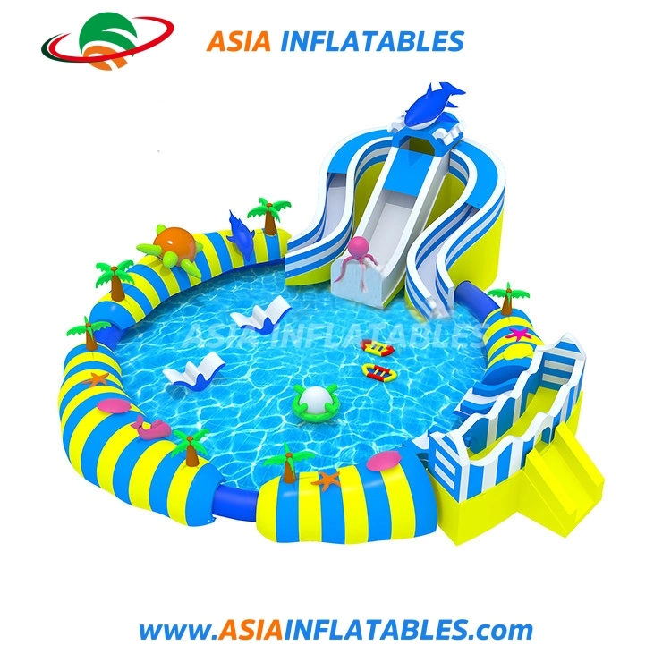 Terres gonflables géants de la piscine de l'eau d'Amusement Park avec la diapositive