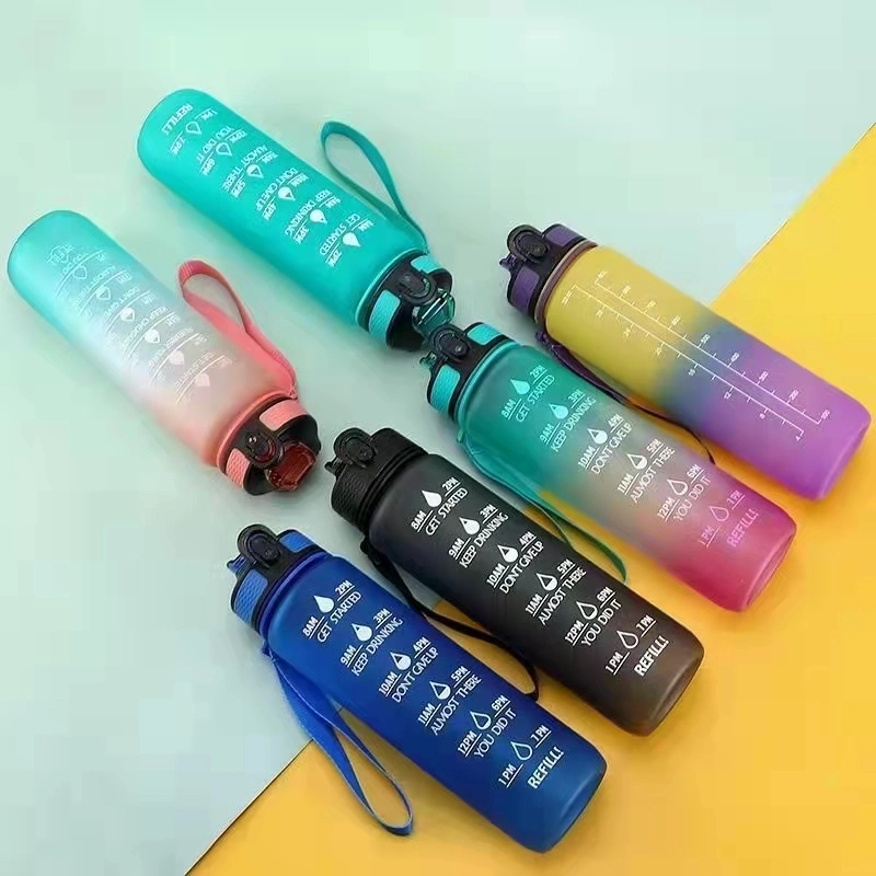 Leak-Proof Double Wall Color Gradient Plastic Reusable Coffee Water Tumbler Insulated Bottle