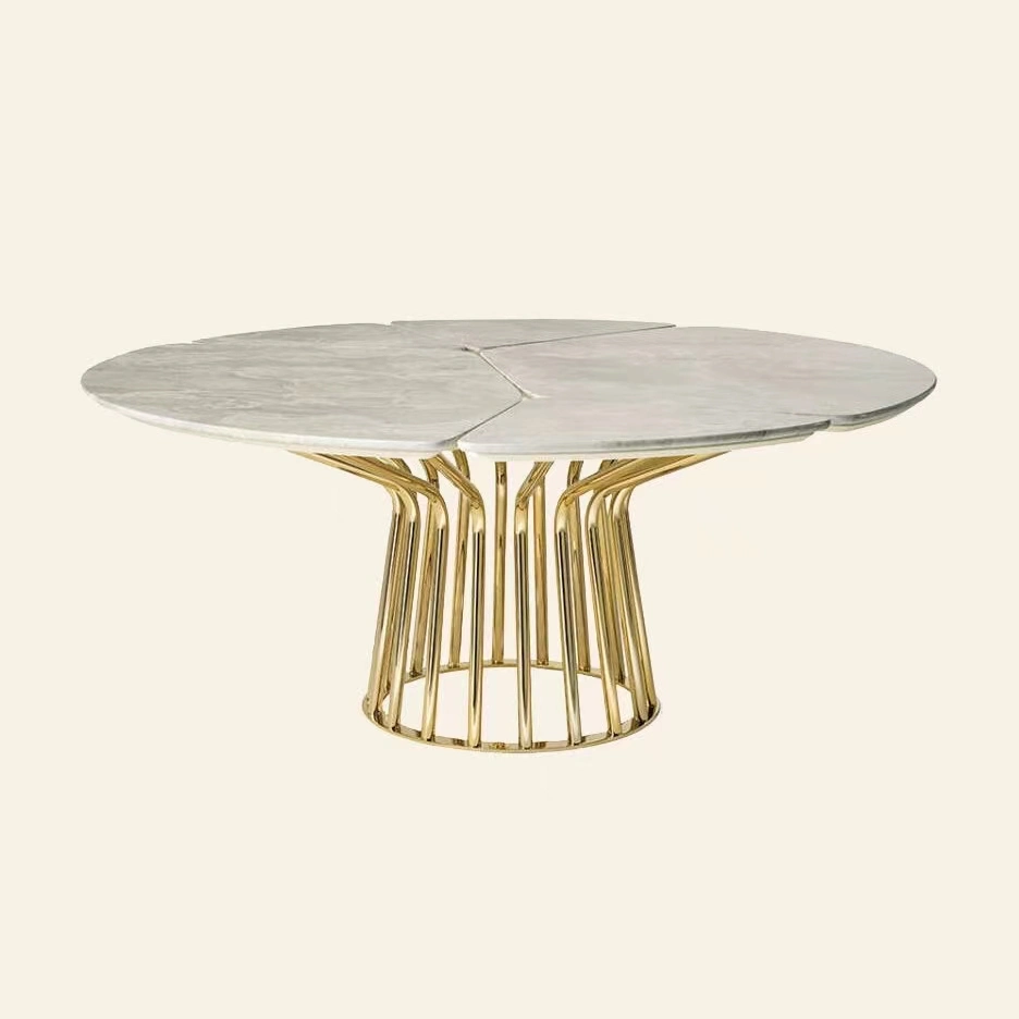 Top Quality Metal Round Gold Table Modern Living Room Furniture Living Room Edges Silver Coated Round Glass